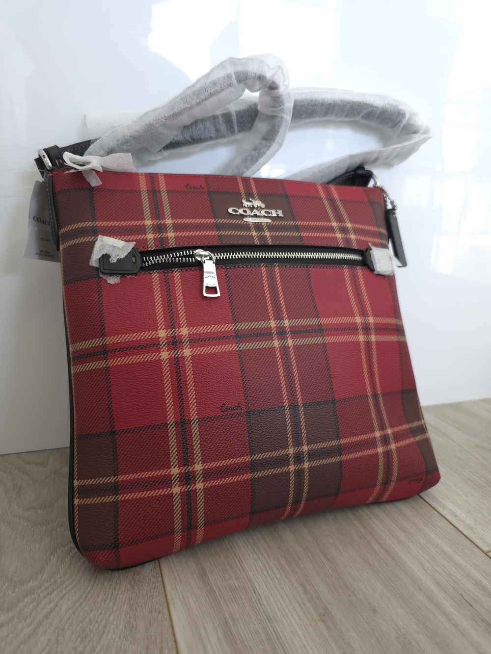 NWT Coach Rowan File Bag - Red Tartan Plaid Crossbody (Brand New) - Picture 3 of 10